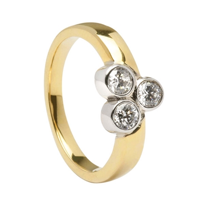 14k Yellow Gold 3 Stone Diamond Celtic Engagement Ring