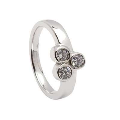 14k White Gold 3 Stone Diamond Celtic Engagement Ring