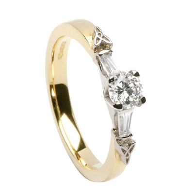 14k Yellow Gold Diamond Trinity Knot Celtic Engagement Ring