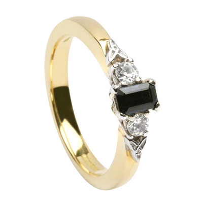 14k Yellow Gold Sapphire & Diamond Trinity Knot Celtic Engagement Ring
