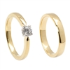 18k Yellow Gold Diamond Contemporary Engagement Ring & Wedding Ring Set