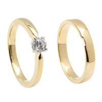 18k Yellow Gold Diamond Contemporary Engagement Ring & Wedding Ring Set