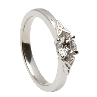 14k White Gold Diamond 0.33cts Trinity Knot Celtic Engagement Ring
