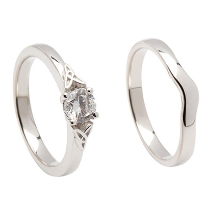 14k White Gold Diamond 0.33cts Trinity Knot Celtic Engagement Ring & Wedding Ring Set