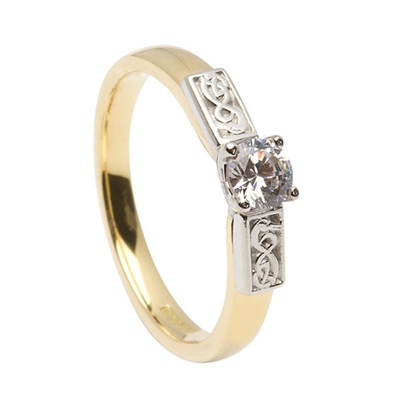 14k Yellow Gold Diamond 0.35cts Le Cheile Celtic Engagement Ring