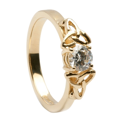 14k Yellow Gold Diamond 0.50cts Trinity Knot Celtic Engagement Ring