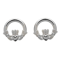 Sterling Silver Small Round Claddagh Earrings