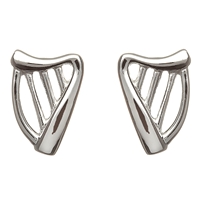 Sterling Silver Small Harp Celtic Stud Earrings