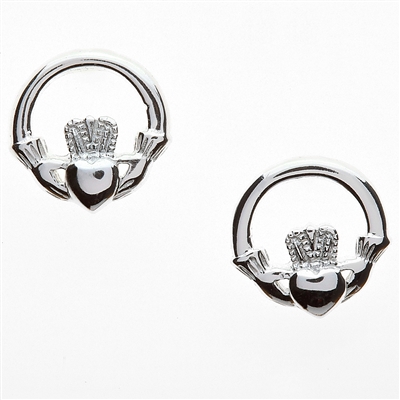 Sterling Silver Round Claddagh Earrings