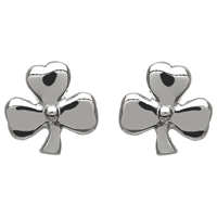 Sterling Silver Small Shiny Shamrock Stud Celtic Earrings