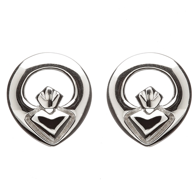 Sterling Silver Contempoary Claddagh Earrings