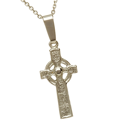 14k White Gold Mini Duleek Celtic Cross 20mm