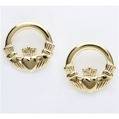 10k Yellow Gold Claddagh Stud Earrings