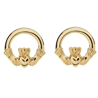 10k Yellow Gold Round Claddagh Earrings