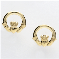 10k Yellow Gold Claddagh Stud Earrings