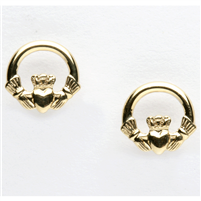 10k Yellow Gold Claddagh Stud Earrings