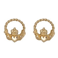 10k Yellow Gold Small Celtic Rope Claddagh Earrings