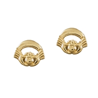 10k Yellow Gold Nua Claddagh Stud Earrings