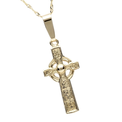 10k Yellow Gold Mini Duleek Celtic Cross 20mm