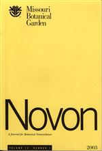 NOVON 13(1), A Journal for Botanical Nomenclature