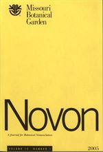 NOVON 15(1), A Journal for Botanical Nomenclature