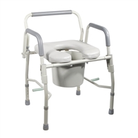 Steel Drop Arm Bedside Commode with Padded Seat and Arms