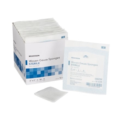 Gauze Sponge McKesson Cotton 8-Ply 2 X 2 Inch Square Sterile