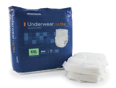 Adult Absorbent Underwear McKesson Ultra Pull On 2X-Large Disposable Heavy Absorbency