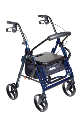 Duet Dual Function Transport Wheelchair Walker Rollator, Blue