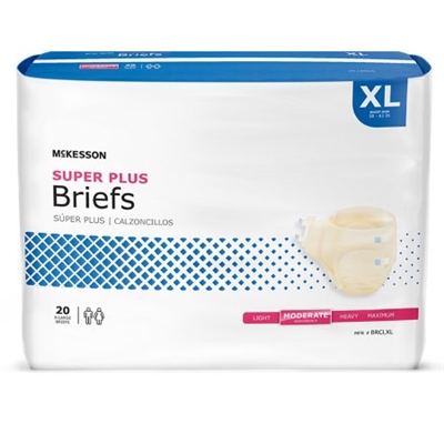 Adult Incontinent Brief McKesson Regular Tab Closure X-Large Bag of 20