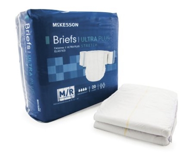 Adult Incontinent Brief McKesson Ultra Plus Stretch Tab Closure Medium Case of 80