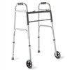Medline Two-Button Folding Walkers with 5in Wheels