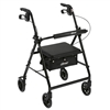 Walker Rollator with 6" Wheels, Fold Up Removable Back Support and Padded Seat, Black