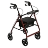 Aluminum Rollator with Fold Up and Removable Back Support and Padded Seat, Red