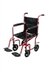 Flyweight Lightweight Transport Wheelchair with Removable Wheels, Red