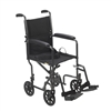 Lightweight Steel Transport Wheelchair, Fixed Full Arms, 17 in seat