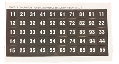 V5 Tray Selection Numbers