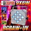 LED Up Light - 16 Hour LED Battery Powered Wireless DMX - 9x6w RGBAW+UV (White Case) - Weddings - Stage Light - Dj Light