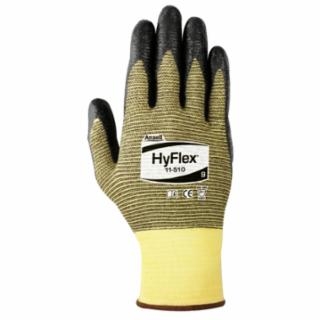 Ansell Hyflex 11-510 Yellow Cut Resistant Safety Gloves with Nitrile Coated Palm