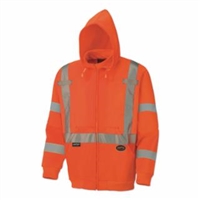 Pioneer 6924AU/6925AU Orange Hi-Viz Safety Polyester Fleece Hoodie with Full Zipper