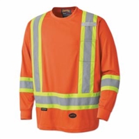 Pioneer 6996 Hi-Viz Birds-Eye Orange Long Sleeve Safety Shirt