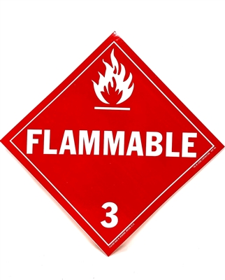 Class 3 Flammable Water Resistant Tagboard Placard