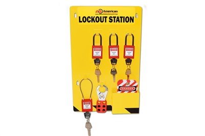 4 Padlock Wall-Mount Lockout Tagout Station