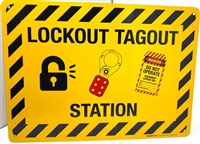 lockout station sign 10x14 aluminum