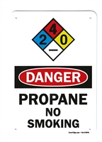 â€œDanger: Propane No Smokingâ€ Plastic OSHA Safety Sign with NFPA Symbol