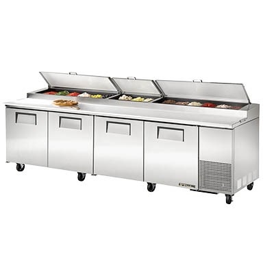 True TPP-119 Refrigerated Pizza Prep Table, 119", Four Section