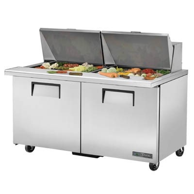 True TSSU-60-24M-B-ST-HC Refrigerated Salad / Sandwich Table, 60" Mega Top, Two Section
