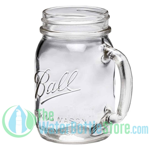 Glass Mason Jar Mug with Handle, Metal Lid and Straws