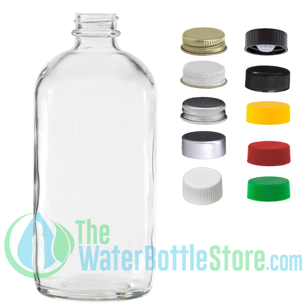 16 oz Clear Glass Boston Round Bottle