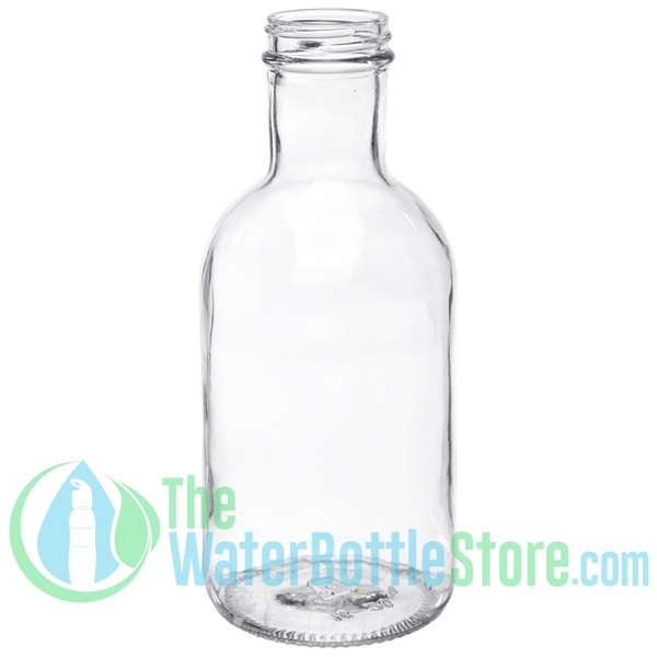 16oz Stout Glass Bottles - Flint Glass w/ Black Plastic Lids - 12 Count